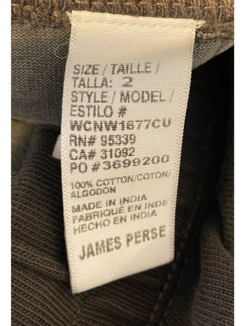 Standard James Perse Jogger pants Gray Olive Green Camo Size 2 Medium M - Picture 5 of 5